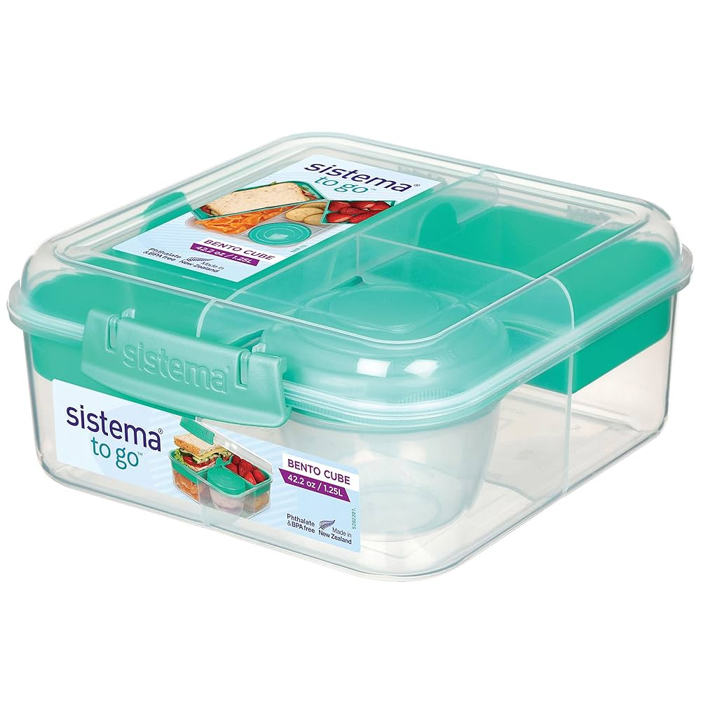 Sistema To Go Collection Bento Box Cube Plastic Lunch and Food Storage Container, 5.3 Cup, Multi-... | Amazon (US)