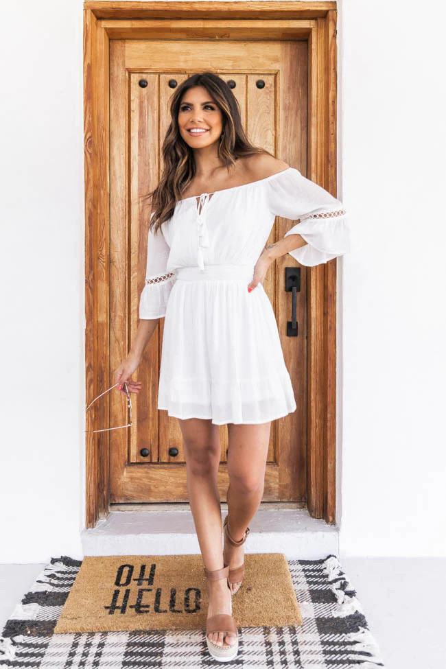 Stolen Dreams Off The Shoulder Dress White | The Pink Lily Boutique
