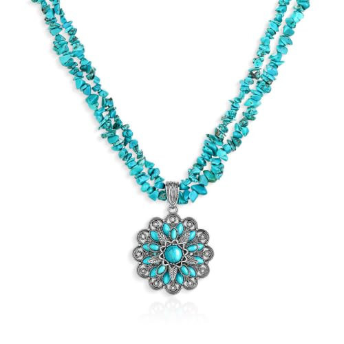 Montana West Rustic Couture Western Turquoise Pendant Necklace | Amazon (US)