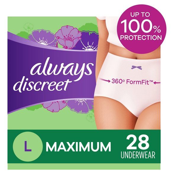 Always Discreet Maximum Absorbency Large Incontinence & Postpartum Underwear | Target