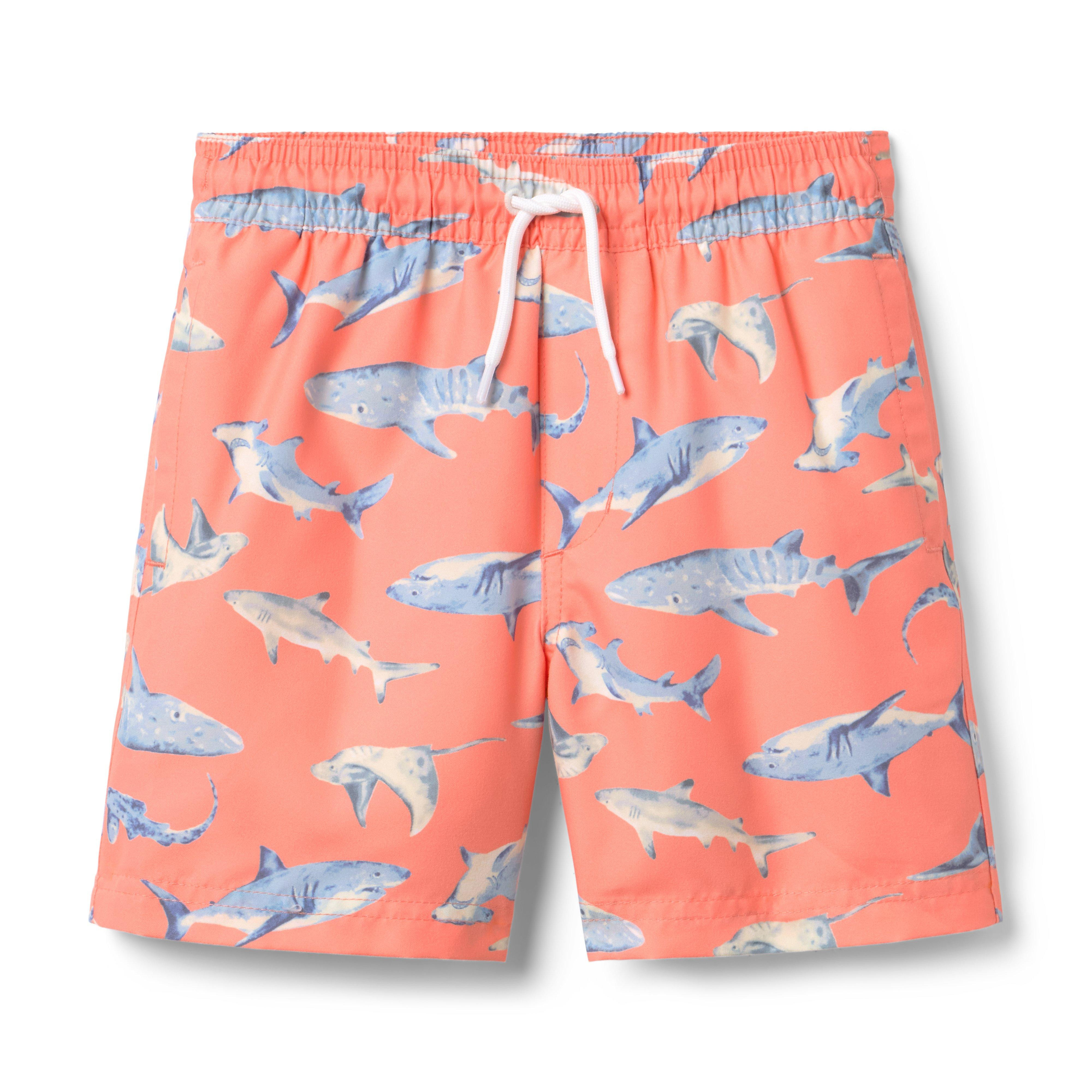 Janie and Jack | Recycled Shark Swim Trunk - Pink / 18-24m | Janie and Jack