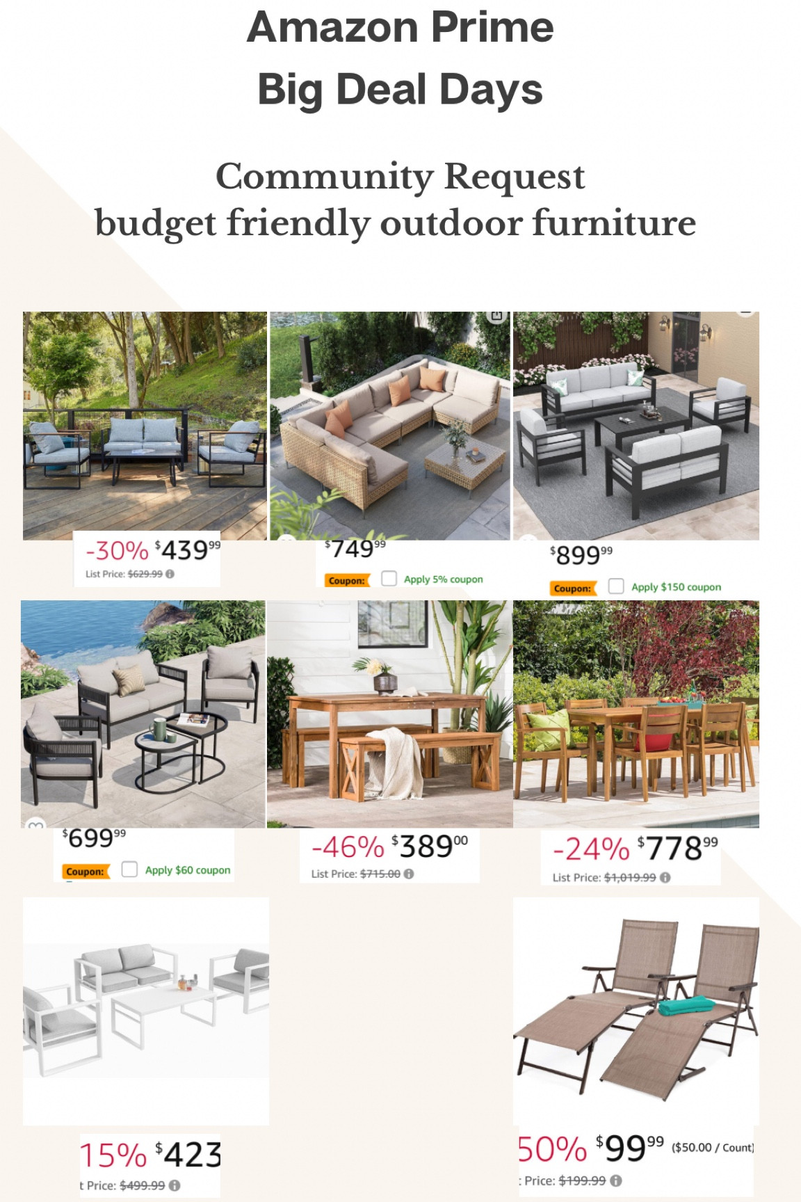 Community request - budget friendly outdoor furniture! Best deals & reviews I found! 
