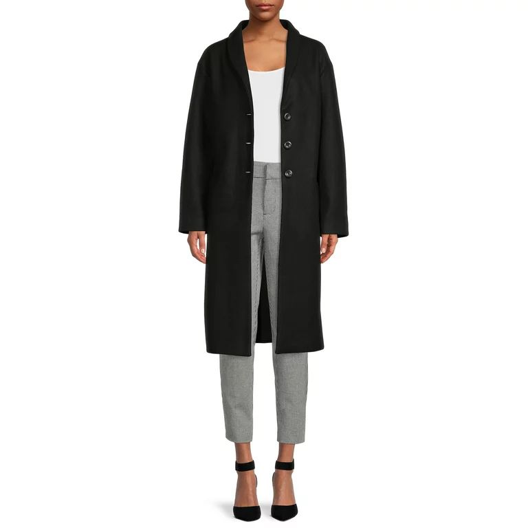 Time and Tru Women's and Plus Size Shawl Collar Coat | Walmart (US)