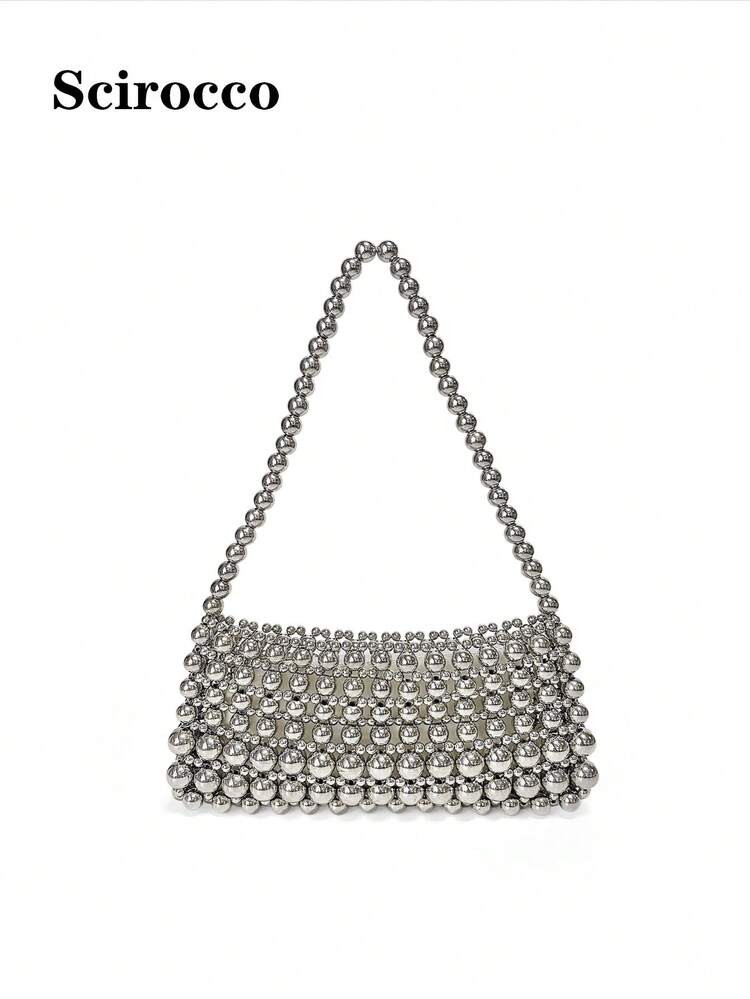 Pearl Embellished Oversized Tote Bag, Shoulder Underarm Bag, Elegant Pearl Bag | SHEIN