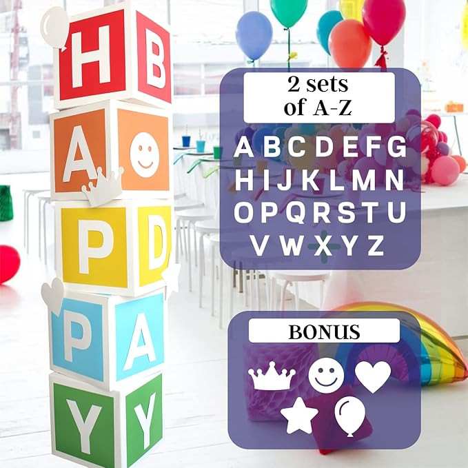 Rainbow Party Decorations - 5 PC Letter Boxes for Party - 52 PC Letters (2-Sets of A-Z) for Custo... | Amazon (US)