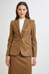 Croco Embossed Vegan Leather Panel Blazer | Elie Tahari