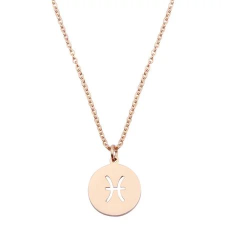 Zodiac Pendant Necklace Rose Gold Disc Horoscope Necklace Birthday Gift(Pisces) | Walmart (US)