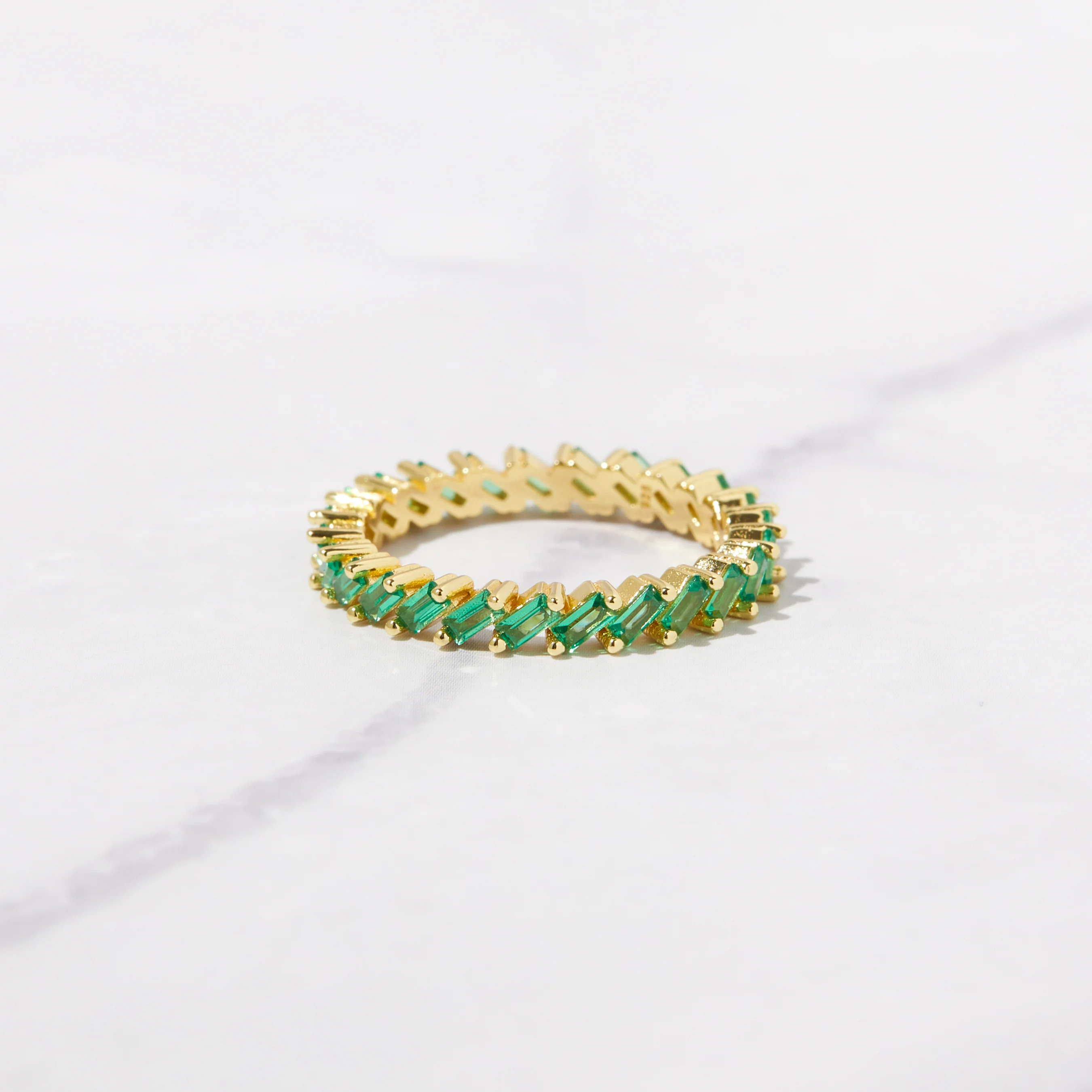 Slanted Emerald Baguette Eternity Band | Sami Jewels