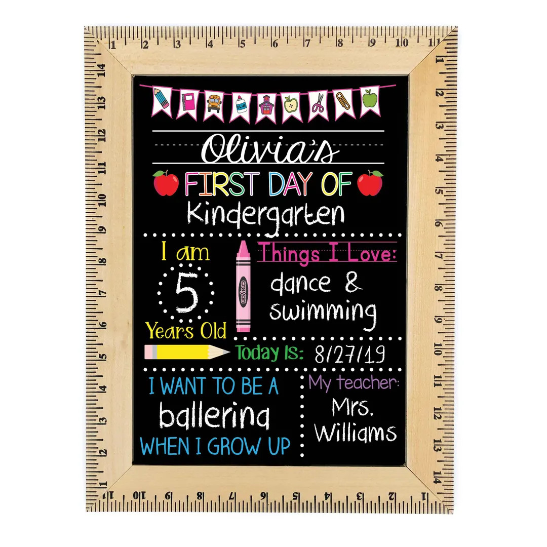 First Day of School Sign, First Day of Kindergarten Sign, 1st Day of Preschool, Back to School Ch... | Etsy (US)