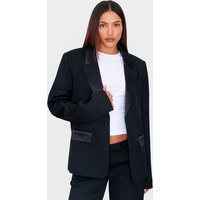 Tall Black Tuxedo Oversized Blazer | PrettyLittleThing US