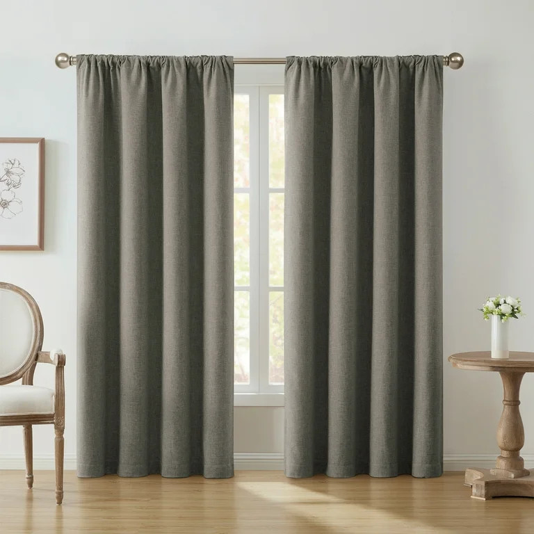 My Texas House Solid Steeple Gray Rod Pocket Back Tab Blackout Curtain Panel, 52" x 96" | Walmart (US)