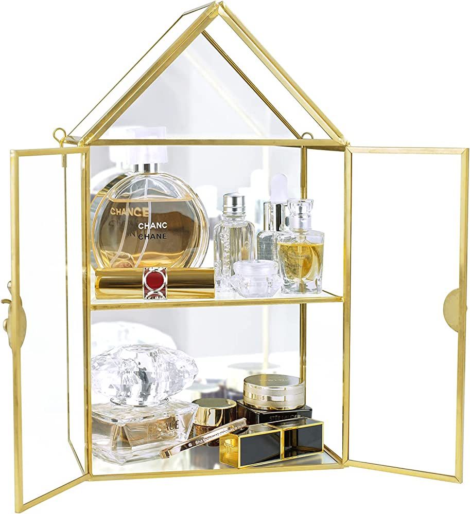 Wall Glass Cabinet Display for Perfume, Small Glass Display Curio Cabinets with Doors Wall Mounte... | Amazon (US)