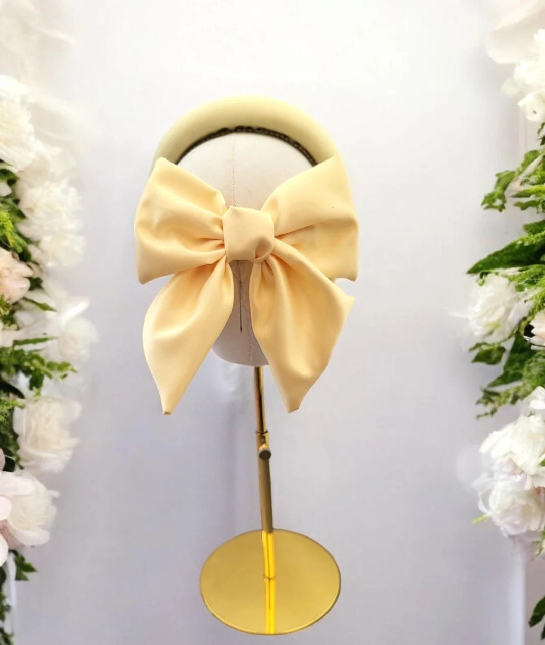 Yellow Bow Fascinator, Separate Headband, Duchess Satin, Races Headpiece - Etsy UK | Etsy (Global)