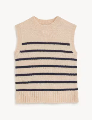 Mohair Blend Striped Knitted Vest with Wool | Marks & Spencer (UK)