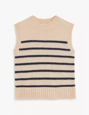 Mohair Blend Striped Knitted Vest with Wool | Marks & Spencer (UK)