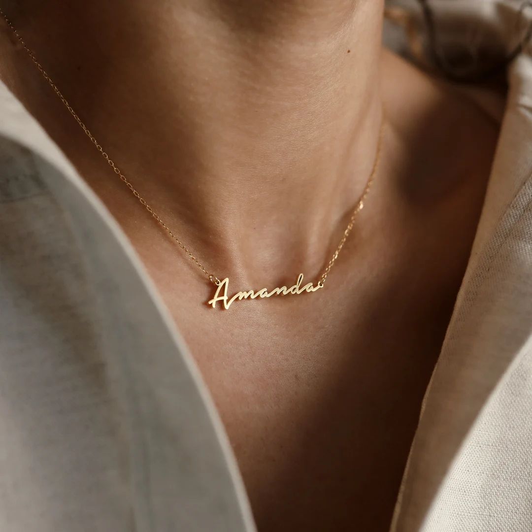 Personalized Name Necklace Minimalist Name Necklace by Caitlynminimalist Personalized Gift Gift f... | Etsy (US)