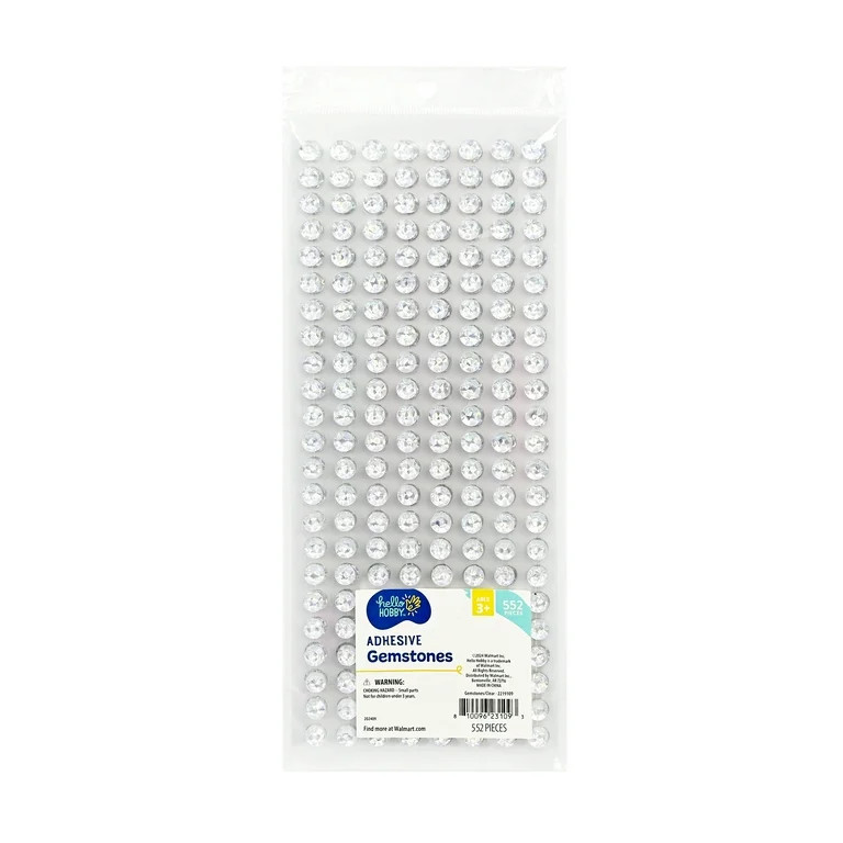 Hello Hobby Clear Round Adhesive Gemstone Stickers, 552 Count, 9mm Craft Gems | Walmart (US)
