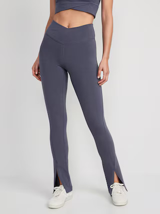 Extra High-Waisted PowerChill Cross-Front Split-Hem Leggings for Women | Old Navy (US)