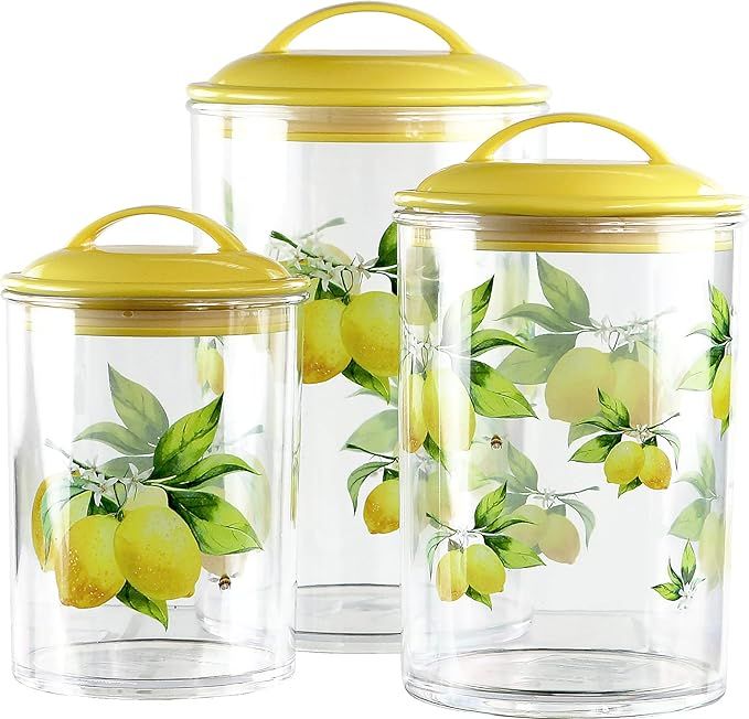 Reston Lloyd Calypso Basics, Airtight, Fresh Lemons with Honey Bees 6pc Acrylic Canister Set, Air... | Amazon (US)