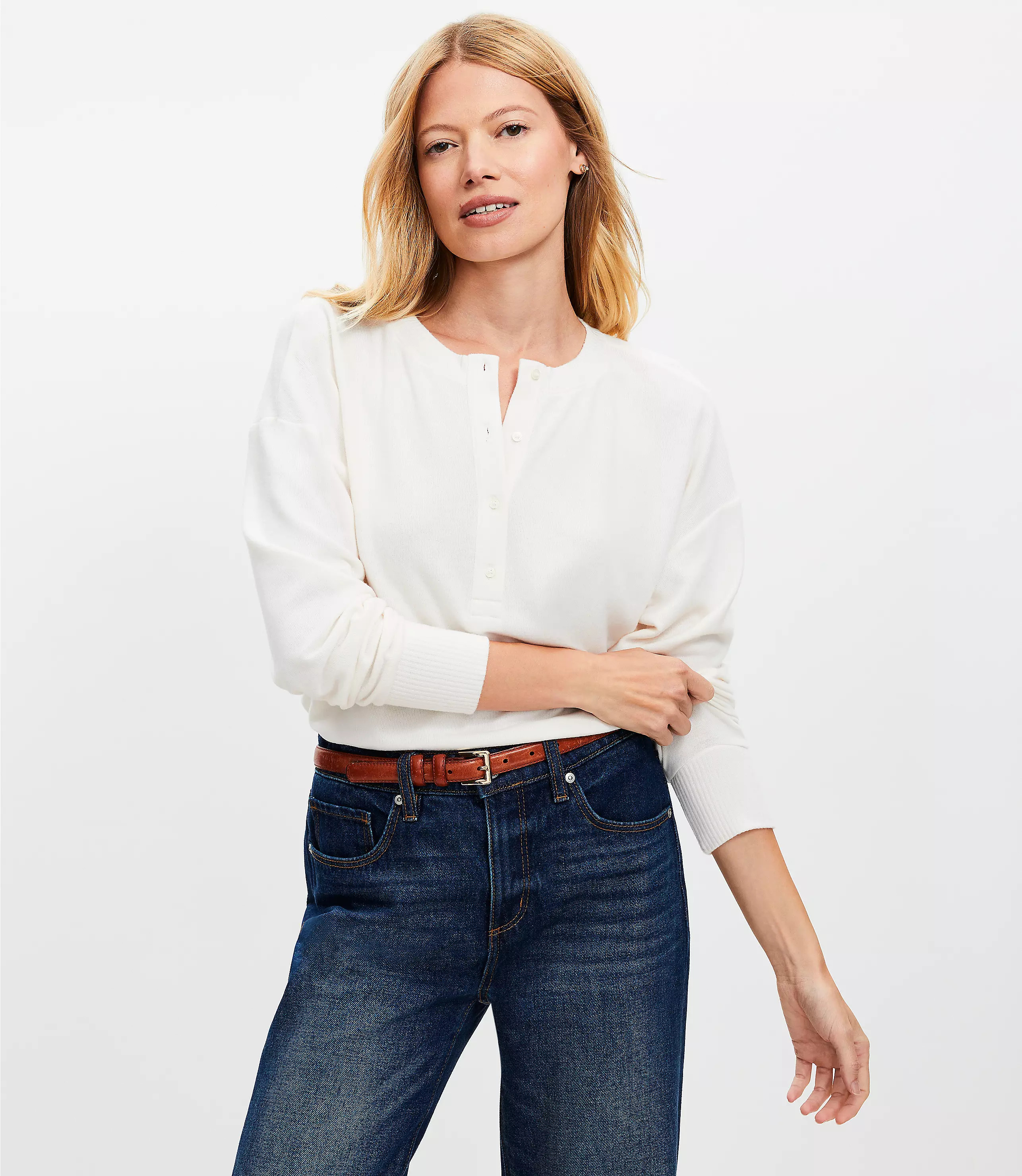 Relaxed Henley Top | LOFT