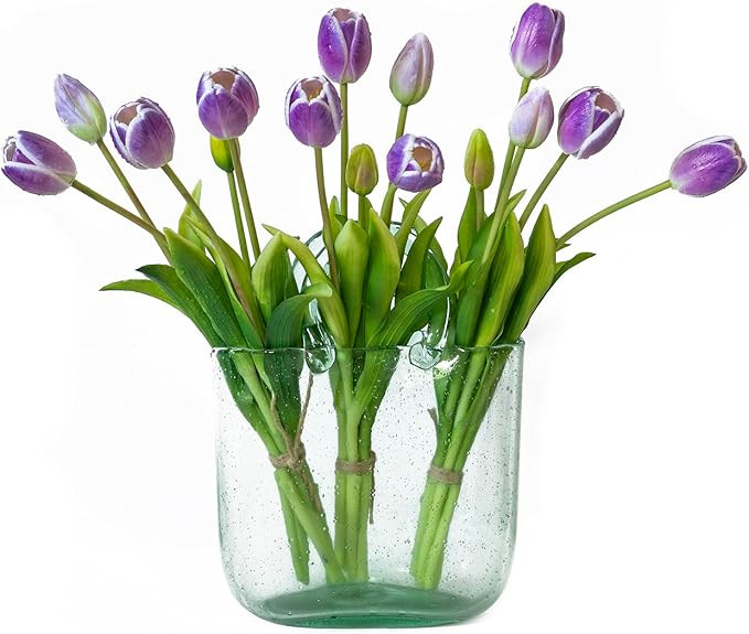 15pcs Artificial Tulips Flowers, Latex Bouquet, Fake Tulips for Office Wedding Party Home Kitchen... | Amazon (US)