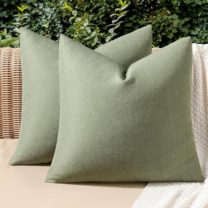 MIULEE Pack of 2 Decorative Outdoor Solid Waterproof Throw Pillow Covers Spring Faux Linen Garden... | Amazon (US)