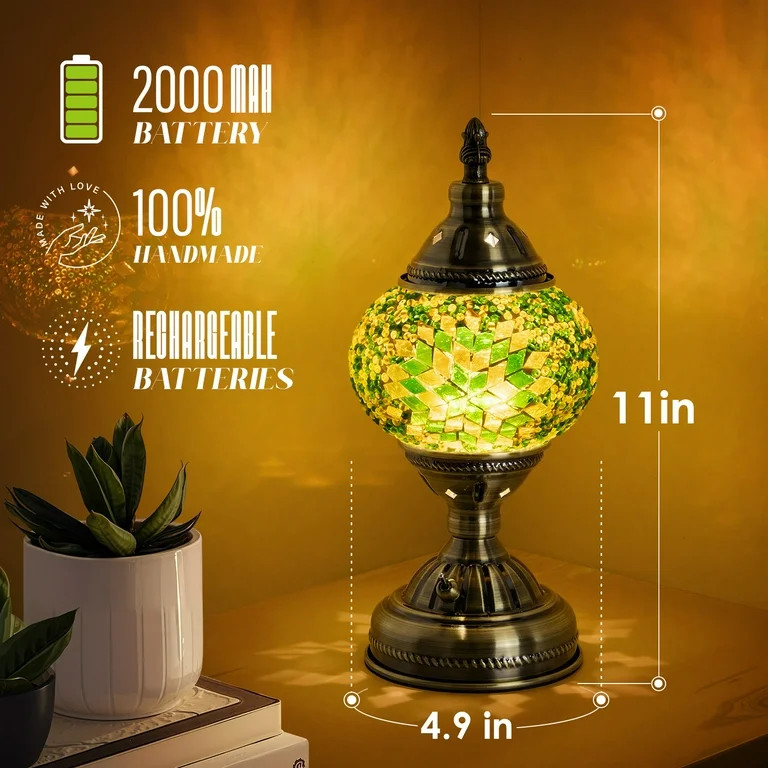 Turkish-Moroccan Mosaic Table Lamp - Bohemian Stained Glass Nightlight with Intricate Patterns, I... | Walmart (US)
