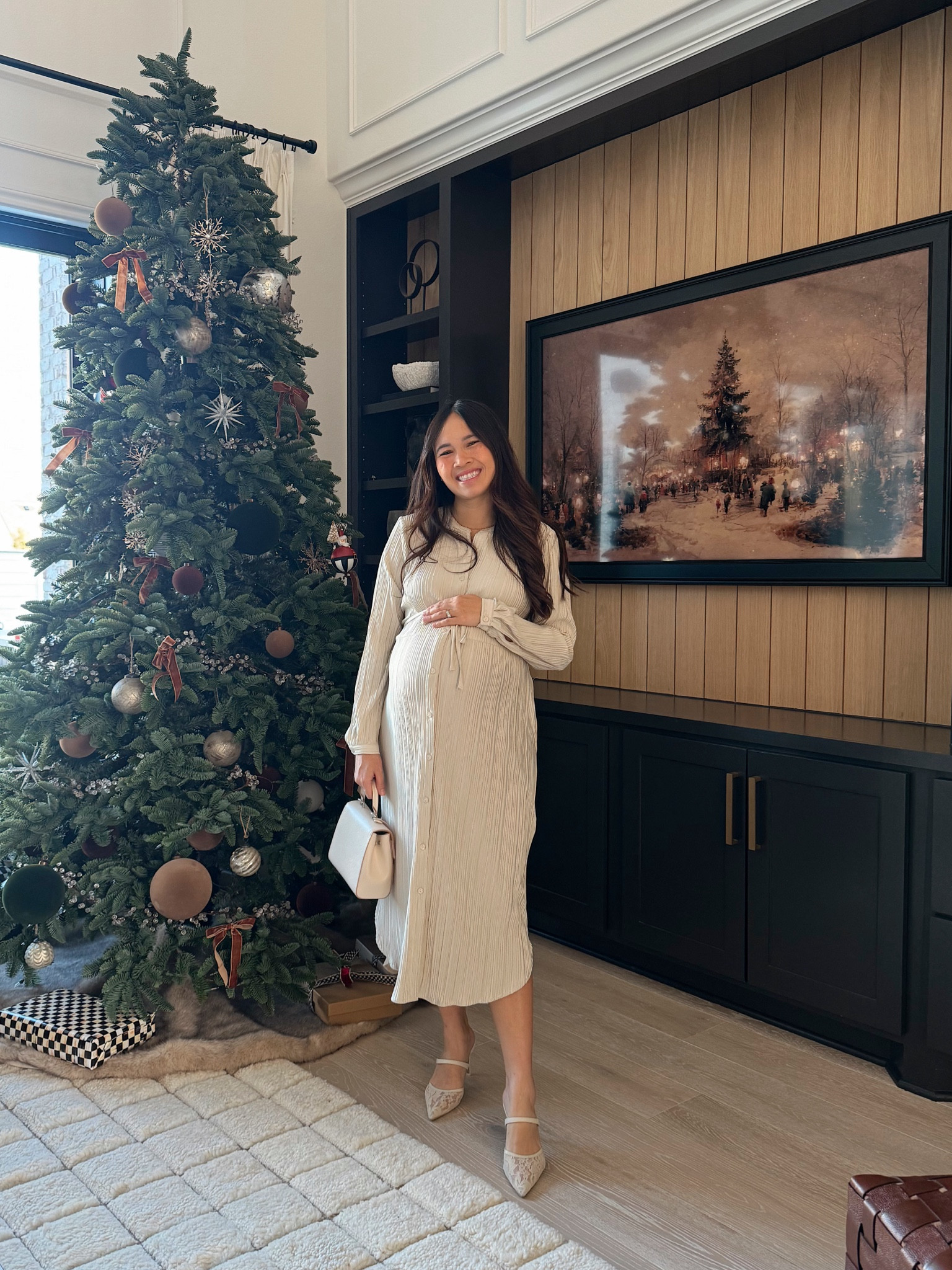 Love this bump friendly dress from @walmart @walmartfashion it's great for a holiday party for Thanksgiving #walmartpartner #walmartfashion #walmart @shop.ltk #liketkit 

#LTKBump