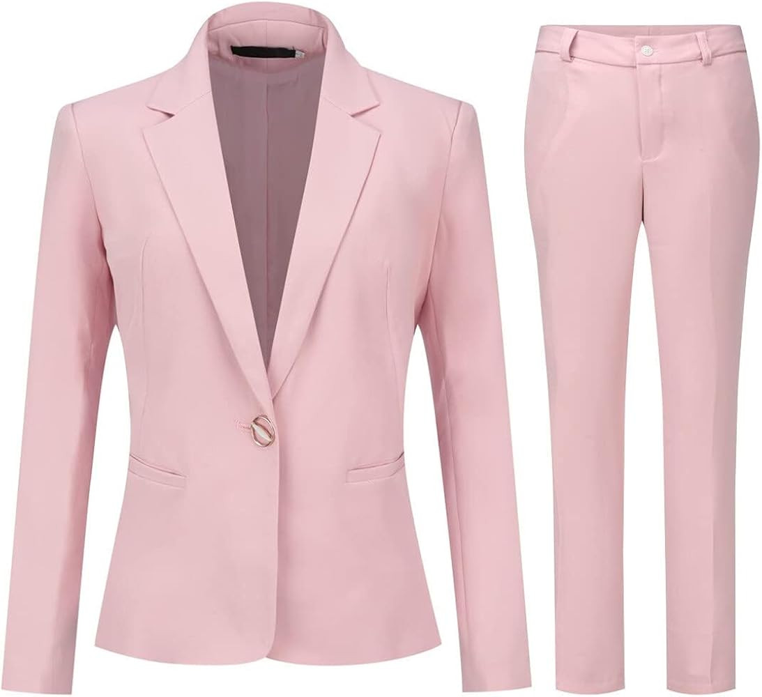 YUNCLOS Women's 2 Piece Office Work Suit Set One Button Blazer and Pants | Amazon (US)