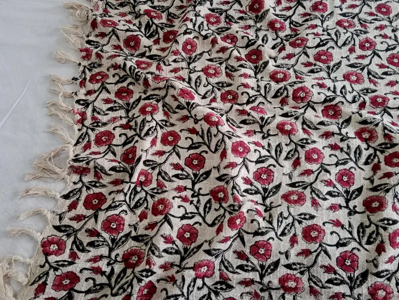 Handmade Throw Handblock Print Throw Cotton Throw Blanket Tassels Hand Loomed Super Soft Block Pr... | Etsy (US)