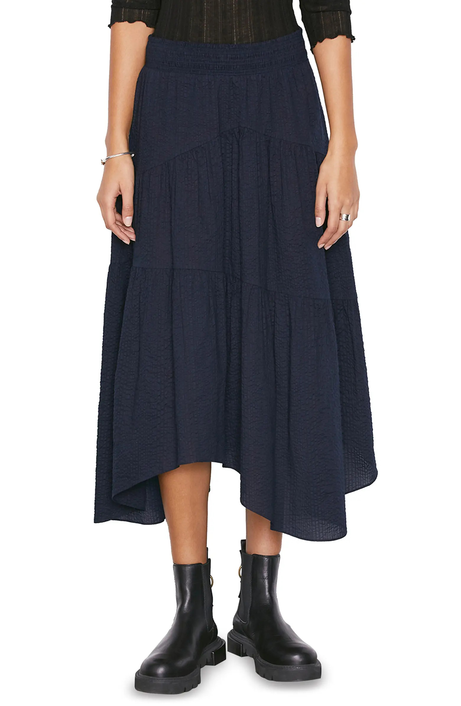 Asymmetric Tiered Cotton Midi Skirt | Nordstrom