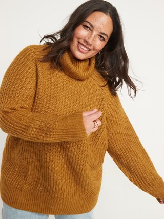 Long-Sleeve Shaker-Stitch Turtleneck Tunic Sweater for Women | Old Navy (US)