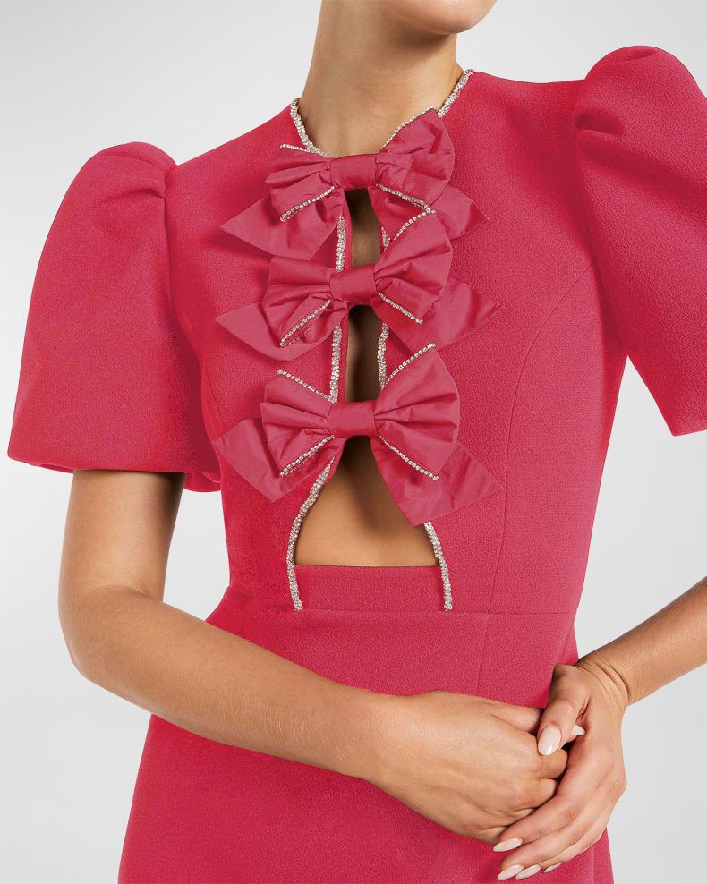 REBECCA VALLANCE Katie Cutout Bow-Front Mini Dress | Neiman Marcus