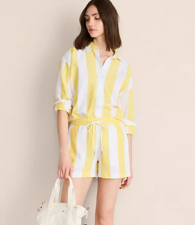 Lou & Grey Striped Linen Cotton Shorts | LOFT