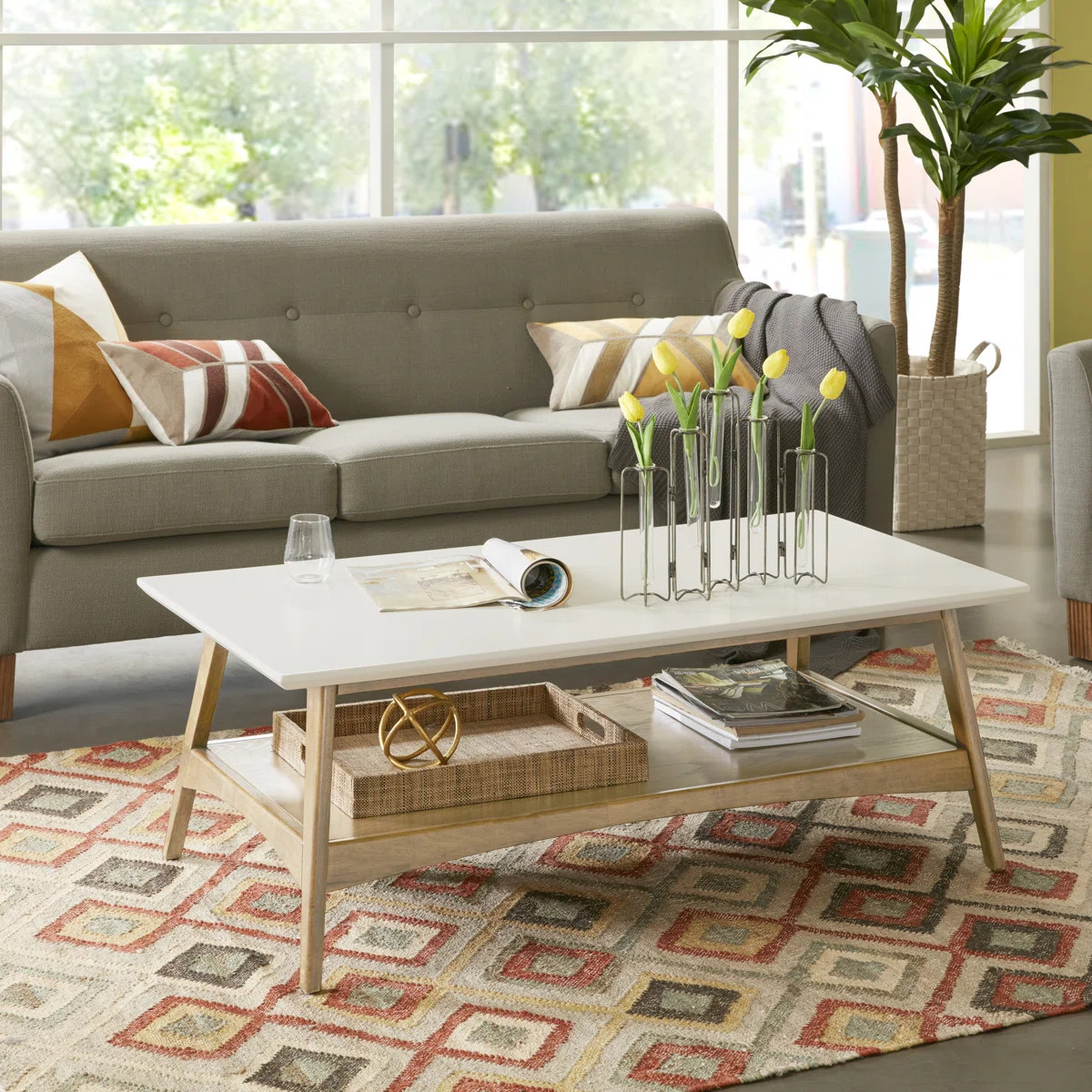 Parker Mid-century Coffee Table with Storage Shelf | Wayfair North America