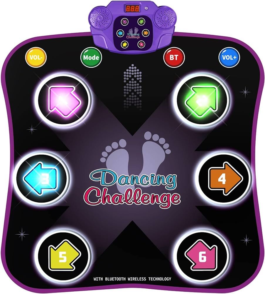 Flooyes Dance Mat Toys for 3-12 Year Old Kids, Electronic Dance Pad with Light-up 6-Button & Wire... | Amazon (US)