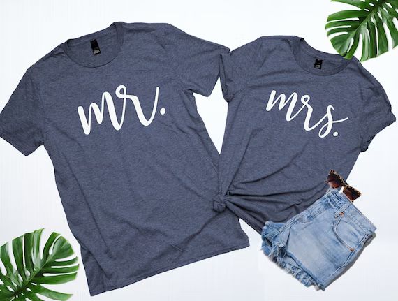 Mr and Mrs Shirt Set, Honeymoon shirts, Mr and Mrs T-shirts, Wife Shirt, Wedding gifts, Couples s... | Etsy (US)