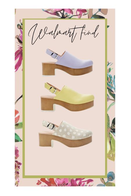 Walmart clog find! 

Walmart new arrivals. Walmart heels. Walmart shoes. Lilac clogs. Yellow clogs. Tan and white flower clogs.

#LTKstyletip #LTKshoecrush #LTKunder50