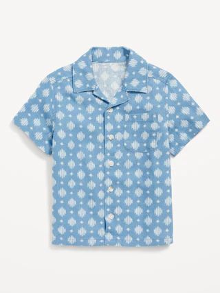Printed Short-Sleeve Linen-Blend Shirt for Toddler Boys | Old Navy (US)