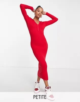 Missguided Petite ribbed midi dress in red | ASOS (Global)