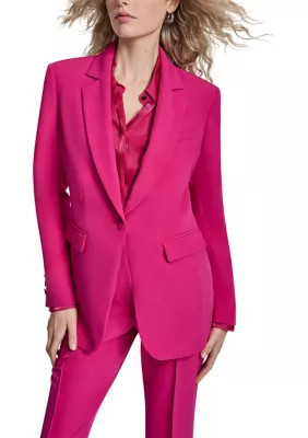 DKNY Women's 1-Button Notch Collar Blazer, Fuchsia, 2 | Belk