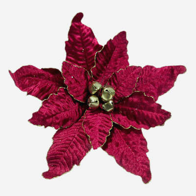 Burgundy Flower Clip Ornament, 10" | At Home