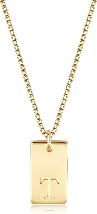 Gold Initial Pendant Necklaces for Women 14K Gold Plated Name Letter Necklace Personalized Cute L... | Amazon (US)