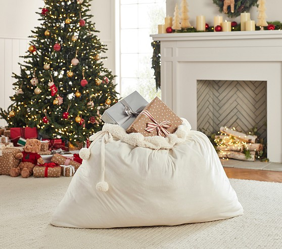 Ivory Chamois Santa Bag | Pottery Barn Kids