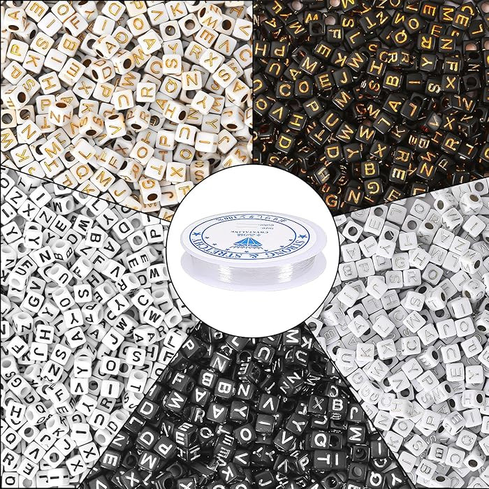 Augshy 1400Pcs 5 Colors Square Alphabet Beads A-Z Cube Acrylic Letters Beads for Bracelets Neckla... | Amazon (US)