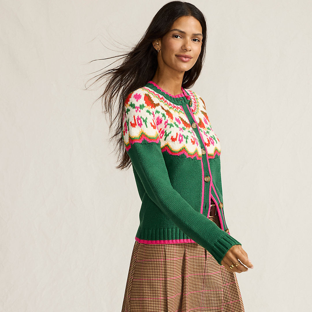 Women's Lofty Fair Isle Cardigan Sweater | Lands' End (US)