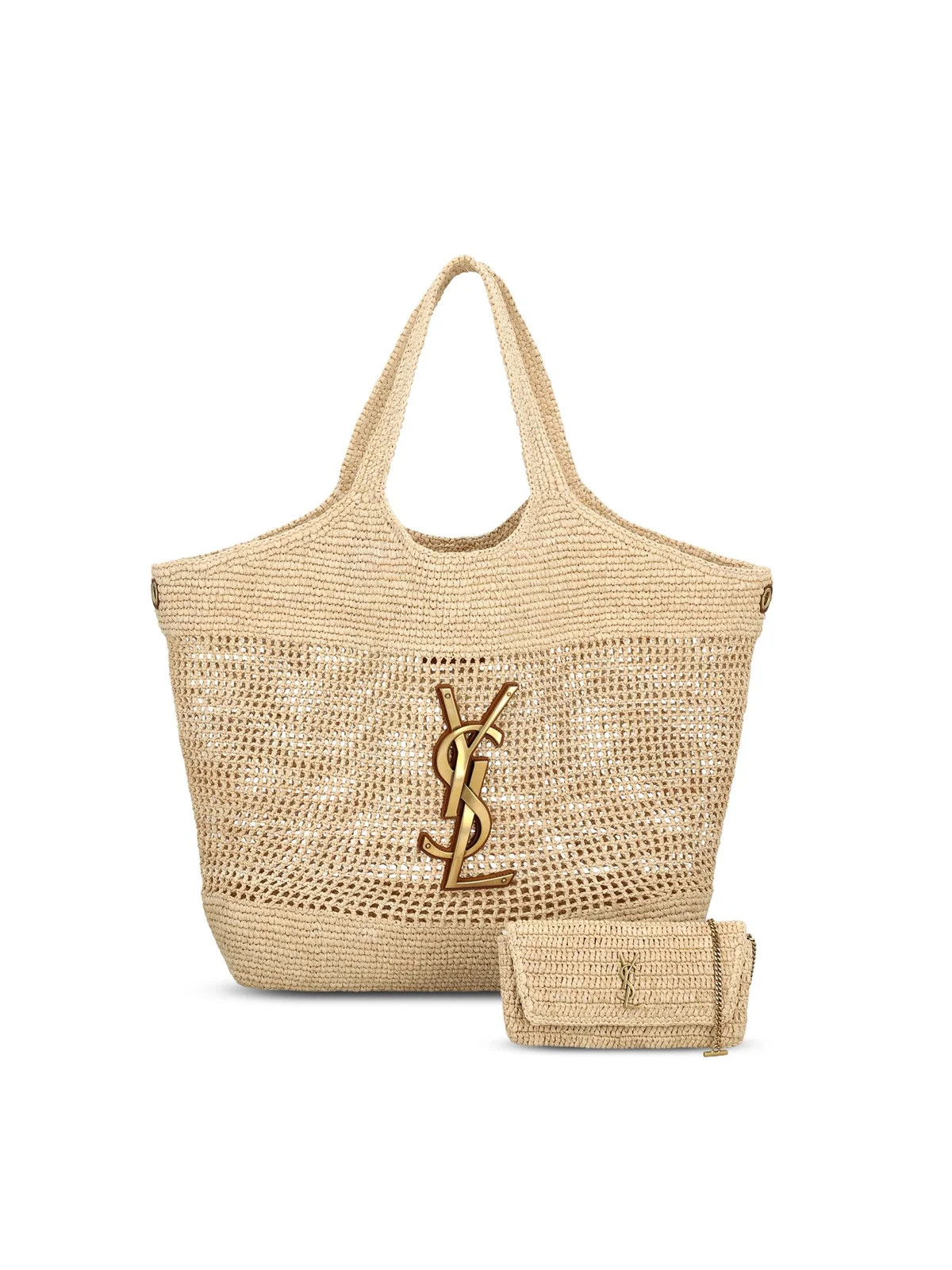 Saint Laurent Icare Raffia Shoulder Bag | Cettire Global
