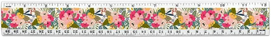 Softly Flowers Floral Pattern 12 Inch Standard and Metric Plastic Ruler | Amazon (US)