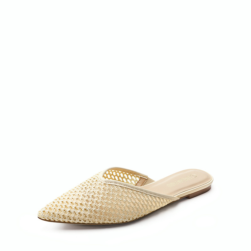 Raffia V-Shape Vamp Pointed Toe Mules | Dream Pairs