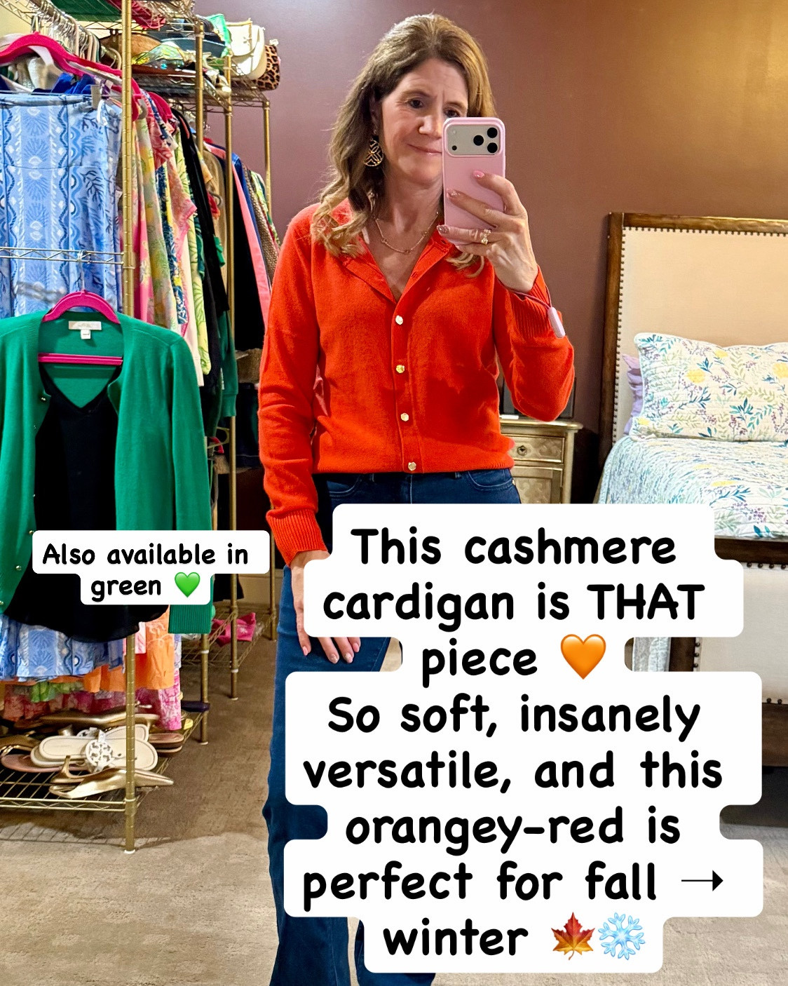 Cardigan
Cashmere cardigan on major sale 🙌
✔️ Ultra-soft
✔️ Dress it up or down
✔️ Perfect layering piece

This orangey-red is stunning for fall & winter, and it’s also available in green.
Only XXS remaining!

Don’t miss these gold sneakers either—I wear mine constantly and they’re being discontinued 👟✨

Also, included some great accessories on sale too! Stock up for gifts! 


#lillypulitzer
#lillysale
#ltkfinds
#ltkstyle
#ltkunder100
#falllayers
#wardrobebasics
#classicstyle
#casualchic
#everydaystyle
#styledaily
#salealert

cashmere cardigan
fall layering piece
versatile cardigan
fall capsule wardrobe
everyday sneakers
gold sneakers
sale find
lilly pulitzer sale
classic wardrobe staples
wear everywhere shoes


#LTKSaleAlert #LTKFindsUnder100 #LTKBeauty